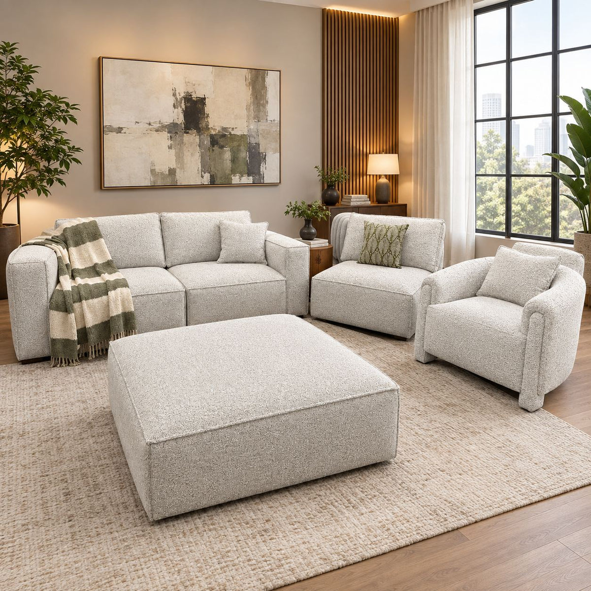 Everest 3-Seater Modular Sofa with Ottoman