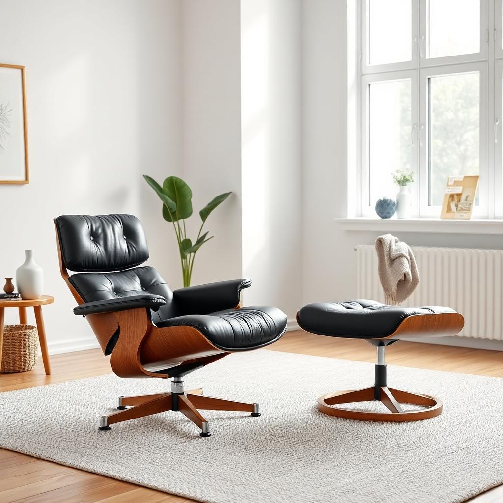 Marmo Chair & Footstool (Leather)