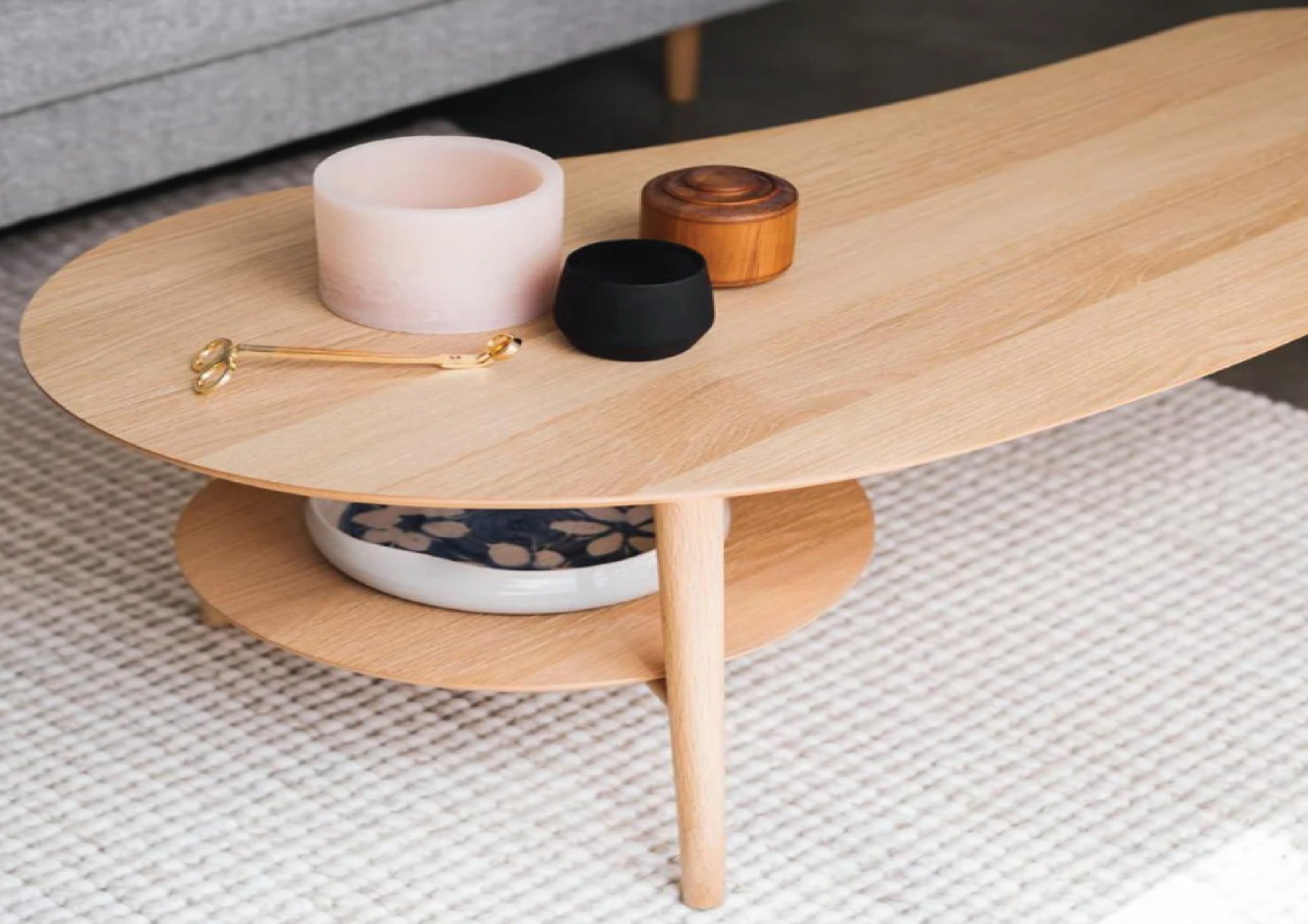 Oslo Coffee Table Shaped with Shelf
