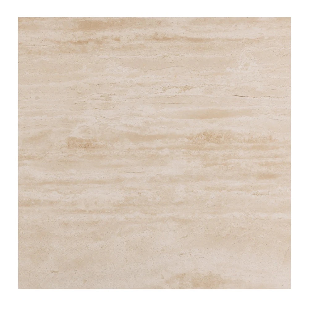 Cube Natural Oak Side Table 2drw (Travertine Top)